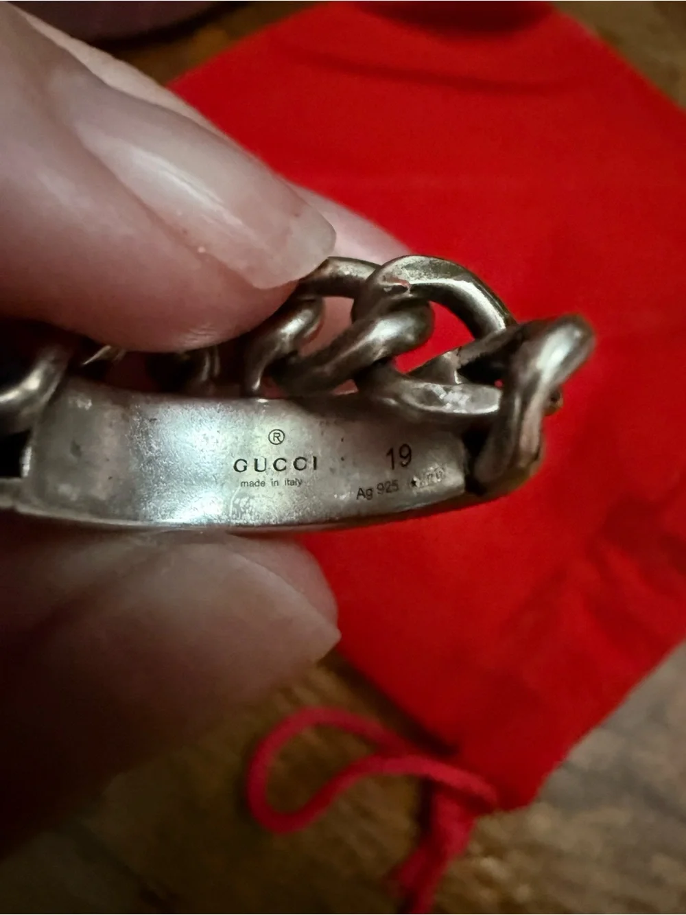Gucci Black and Silver Logo Band Ring